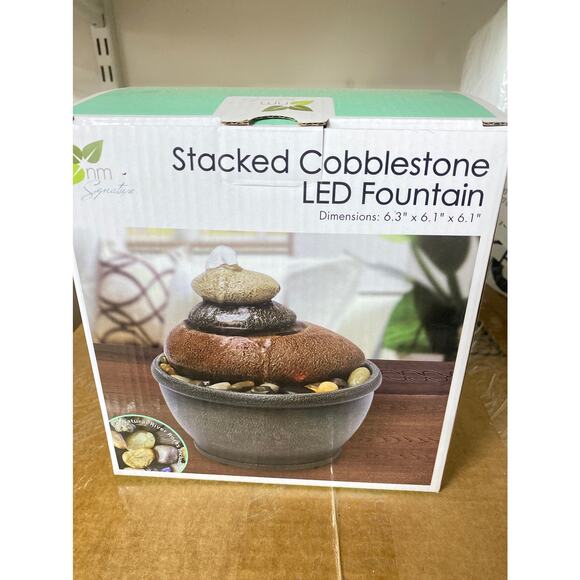 Stacked Cobblestone LED Tabletop Fountain NIB - Picture 1 of 3
